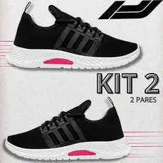 Kit 2 Tênis Esportivo Feminino Leve Confortável Academia Caminhada Casual Antiderrapante