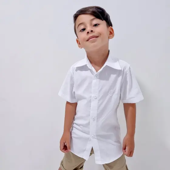 Camisa Social Básica Manga Curta Infantil Juvenil
