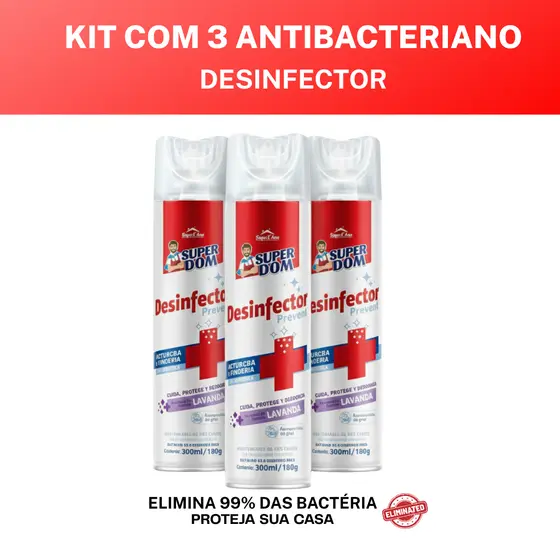 Kit 3 DESINFECTOR LYSOFORM Uso Geral Original Aerossol 300ml