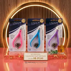 Kit 3 Alicates de Unha Manicure Pedicure