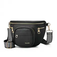 Bolsa Feminina Em Couro Pu Transversal Tipo Pochete Com Zíper Duplo
