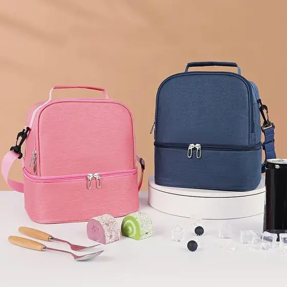 Bolsa Térmica De Duas Andares Grande Capacidade De Piquenique Para Estudantes E Trabalhadores De Escritório