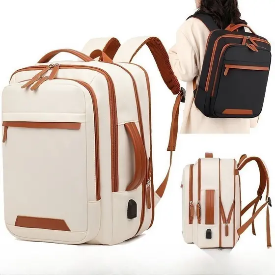 Mochila Unissex Expansível Impermeável Grande Capacidade Multifuncional Com Alças Ajustáveis Carregamento USB