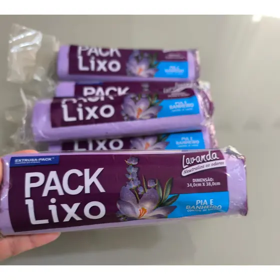 Saco de Lixo Perfumado Lavanda 40un | Prático e Higiênico para Banheiro e Pia