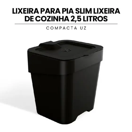 Lixeira Para Pia Slim Lixeira De Cozinha 2,5 Litros Compacta UZ