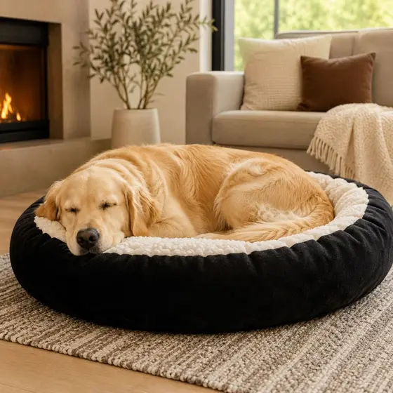 Cama Pet Sherpa G 70cm x 70cm para Cães e Gatos de Porte Grande Redonda e Macia Caminha Aconchegante