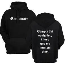Blusa de Frio Masculino Adulto e Infantil Racionais Moletom Flanelado Canguru Agasalho Com Bolsos