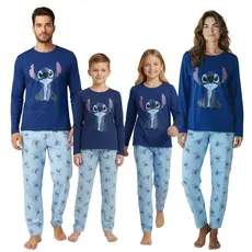 Kit Pijamas Combinado Família Longo Inverno Malha Personagem Promoção
