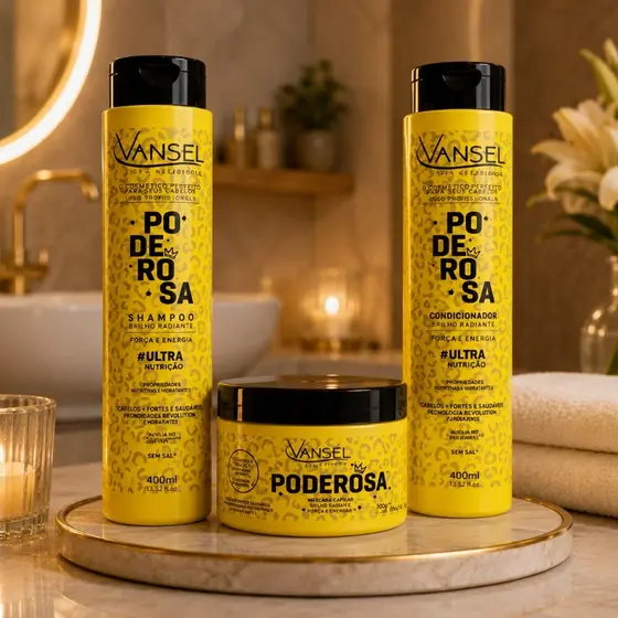 Poderosa Ultra Nutrição 3 Produtos kit capliar (Shampoo, Condicionador e Máscara) Profissional