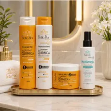 Kit Capilar Blindagem Pós-Química 4 Produtos Shampoo Condicionador Máscara + Finalizador Hyaluronic Bella Flor