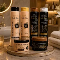 2 Kits Capilares Cauterize e Max Força 6 Produtos Shampoo Condicionador Máscara Bella Flor Fortalecimento Brilho