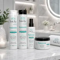 Kit Capilar Hyaluronic 4 Produtos Shampoo Condicionador Máscara Finalizador Bella Flor Anti-Frizz Brilho