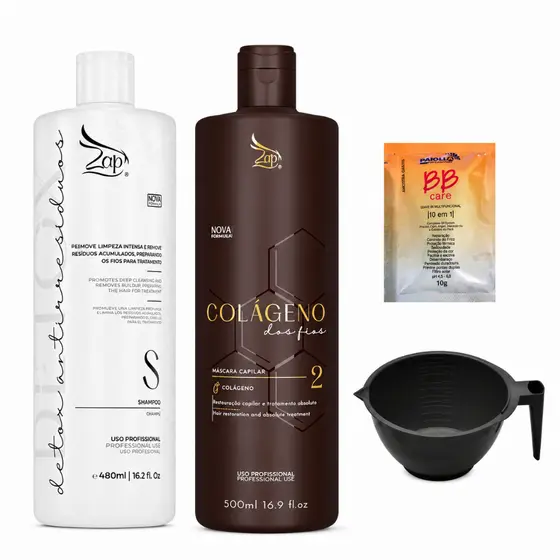 Zap Cosméticos Progressiva Colágeno Dos Fios Kit 2x500ML