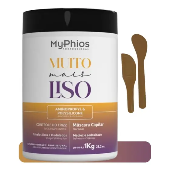 Muito Mais Liso Máscara Hidratação Nutrição Capilar 1Kg MyPhios
