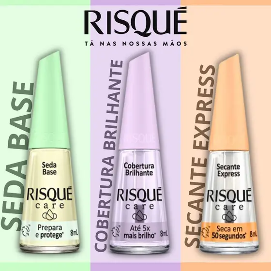 Kit Risque Cuidados Seda Base Extra Brilho Secante Express