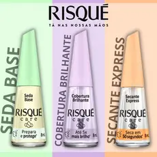 Kit Risque Cuidados Seda Base Extra Brilho Secante Express