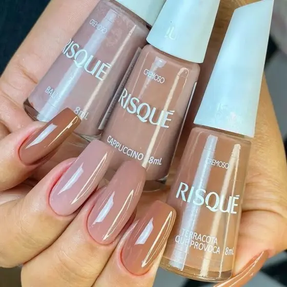 Kit 3 Esmaltes Risque Tons Nude Marrom Terrosos Cremoso