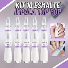 Impala Kit 10 Esmaltes Top Pop Transparente Branco A Cor da Sua Moda