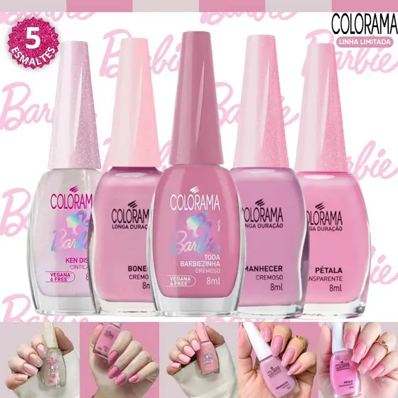 Esmaltes Colorama Tons Rosas Coleção Barbie Lançamento Kit Esmalte Atacado