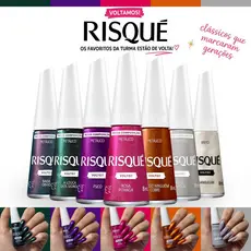 Kit 7 Esmaltes Risqué Voltei Lançamento Tons Metálicos Esmalte Atacado Triangulum Psico