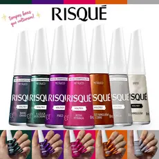 Kit 7 Esmaltes Risqué Voltei Novas Cores Tons Metálicos Esmalte Atacado Lançamento