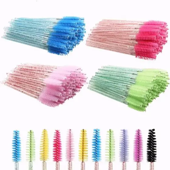Kit Escovinhas de Cílios Descartáveis 250pcs (5x50) | Cor Aleatória | Escova para Extensão de Cílios Maquiagem Profissio