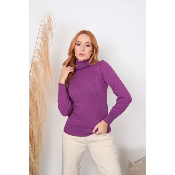 Blusinha gola alta tricô elastano feminina