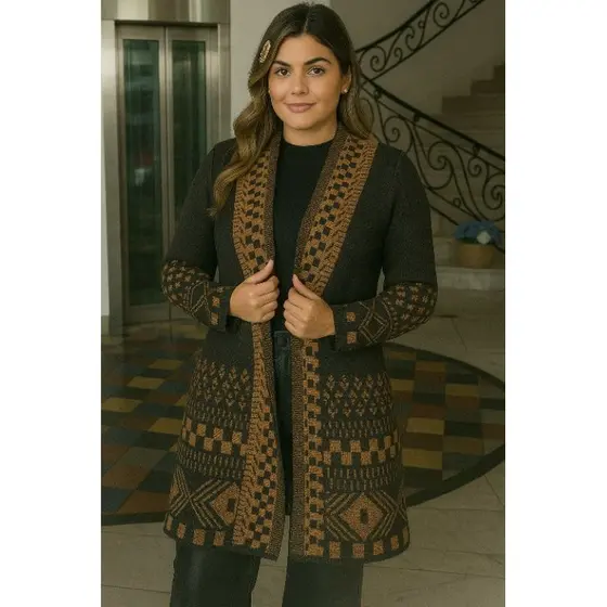 Cardigam Feminino Étnico Tricô Inverno -Estilo e Conforto
