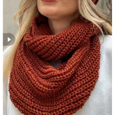 🧣 cachecol de tricô Feminino - Modelo Gola Infinita,, ponto Fang