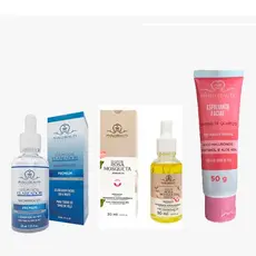 Kit com Sérum Facial Rosa Mosqueta +Sérum Facial Clareador +Esfoliante Facial PhalleBeauty