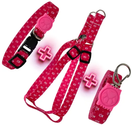 Coleira Peitoral para Cachorro e Gato Ajustável Kit Peitoral + Coleira + Guia