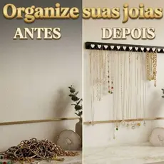 Organizador de Joias para Pendurar Coração de Parede Expositor de Anéis Suporte para Colares e Pulseiras Dupla face