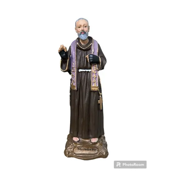 Imagem Padre Pio em Resina - 13cm