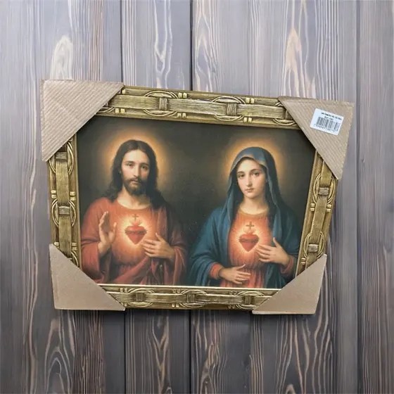 Quadro Sagrado Coração Jesus e Maria 48x38 cm - quadro decorativo