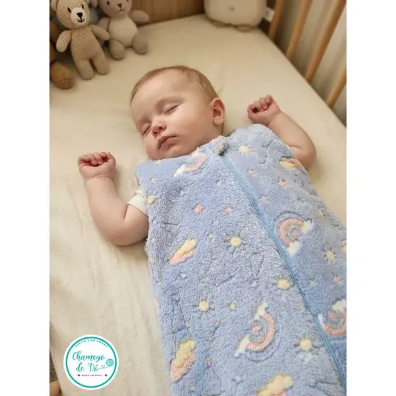 Saco de Dormir Bebê Inverno Fleece Quentinho Macio Pijama Casulo com Zíper