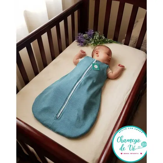Saco de Dormir Bebê 100% Algodão com Zíper Forrado com Flanela Casulo Verão Meia-Estação