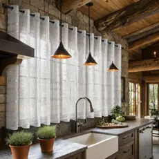 Cortina Voil Xadrez 3,00x1,20m para Cozinha ou Sala – Decoração Charmosa