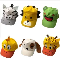 Bone Infantil Kit 10 Criança Bichinhos Lucro Tigre Panda Parque Chapeu Floresta Animal Lojistas