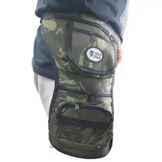 Pochete Grande Cartucheira Camuflada Lisa Preta Perna Trilha Pescaria Caça Mato Campo Tática Militar