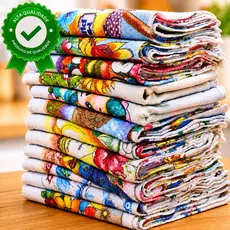 Kit 10 ou 5 Pano De Prato Estampado 100% Algodão com Bainha Alta Absorção Cozinha