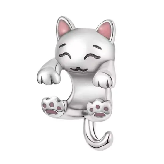 Berloque Gatinho  Agarradinho Prata 925 Com Certificado