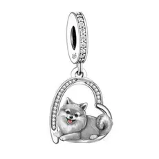 Berloque Cachorro Spitz Prata 925 Com Certificado