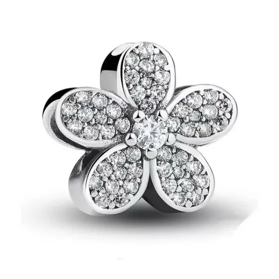 Berloque Flor Zircônias Prata 925 Com Certificado