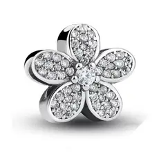 Berloque Flor Zircônias Prata 925 Com Certificado