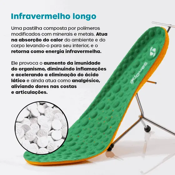 Palmilha Ortopédica Magnética Infra Vermelho Terapêutica Massageadora Reflexologia Podal