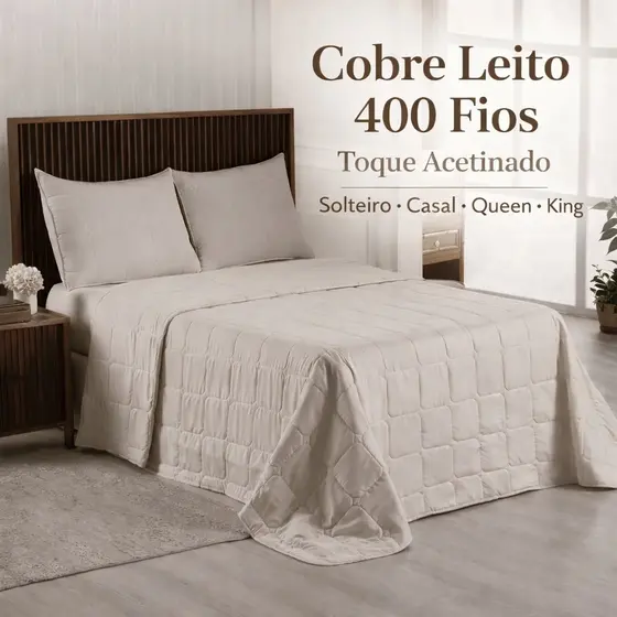 Cobre Leito 400 Fios Confort Percal Matelado Premium Solteiro | Casal | Queen | King