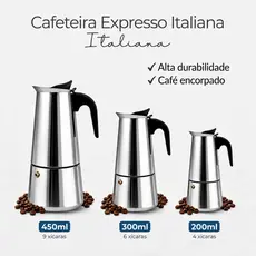 Cafeteira Italiana Moka Inox Café Expresso 200ml 300ml 450ml