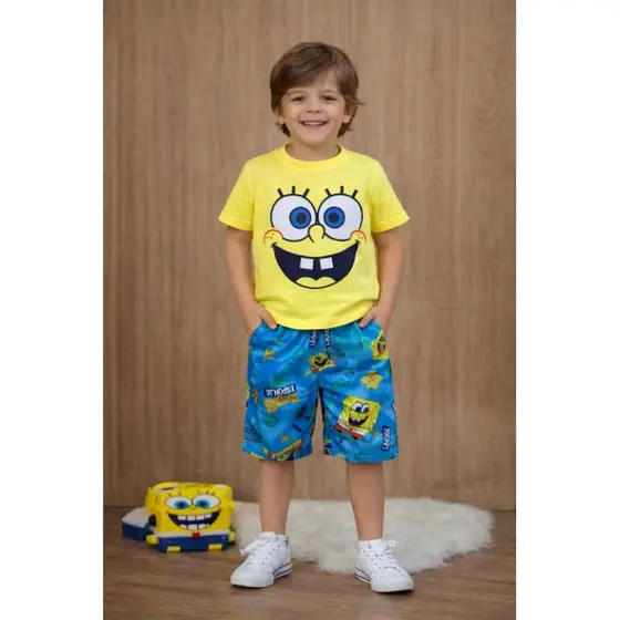 conjunto infantil menino do bob-esponja fantasia