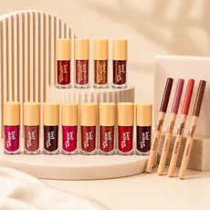 Kit Tint Cream Gloss + Lápis Contorno Labial Retrátil Choco Fun Fenzza - Fondue, Cookie, Ganache, Tiramissu, Shine