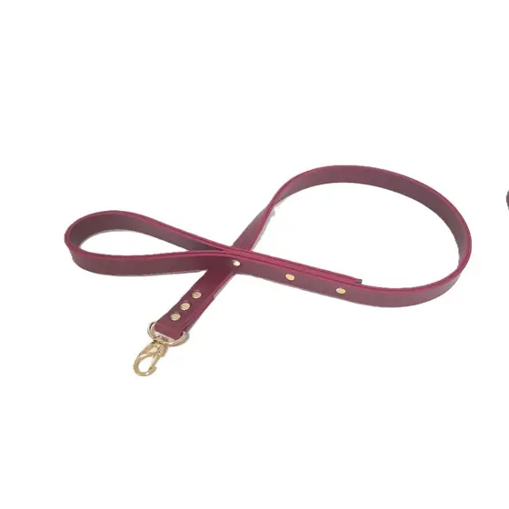 Guia Luxo para Cachorro em Couro – Acabamento Dourado